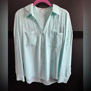 Express The Portofino Shirt Button Front in Light Blue